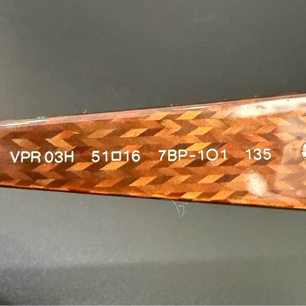 PRADA VPR 03H 7BP-101 Honey Brown Chevron 51-16-135 Rectangular Eyeglass Frame - Picture 13 of 14